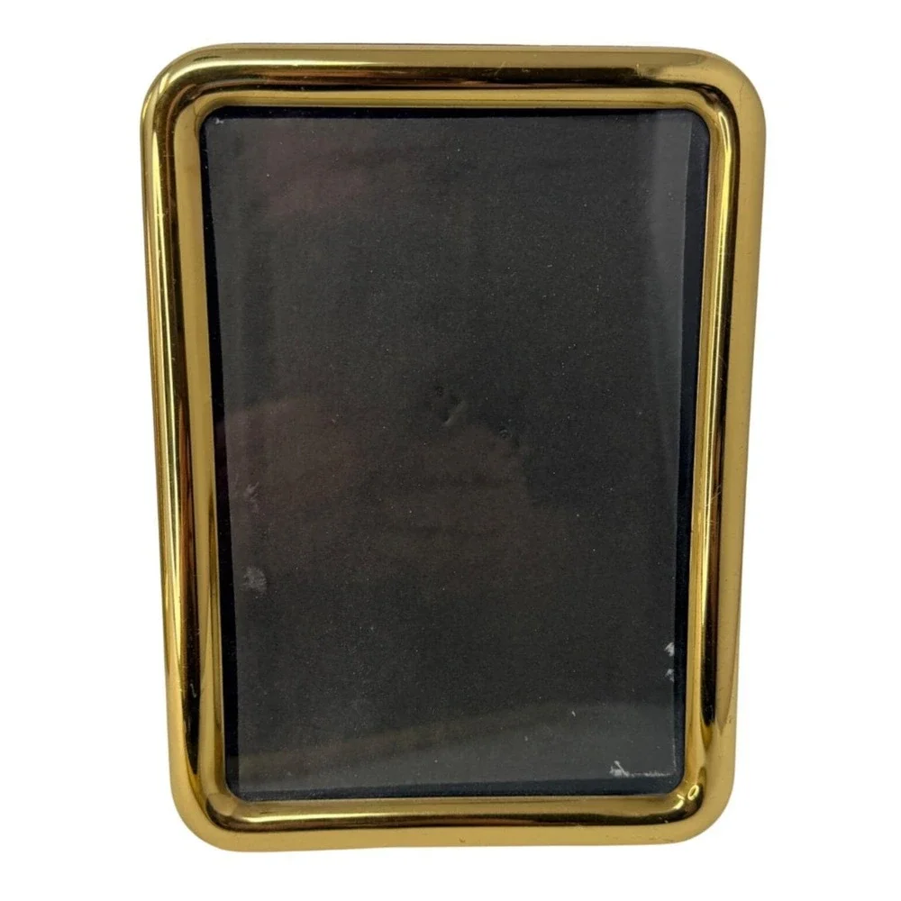 Set of 3 Vintage Brass Photo Frames Mid Century Modern Rounded Gallery Wall Set